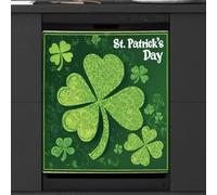 Calcomanía magnética para cubrir el lavavajillas, diseño de cuatro hojas de trébol irlandés, para decoración de electrodomésticos de cocina, reutilizable, para refrigerador, 66 x 58 cm