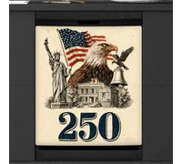 Calcomanía magnética para el 250 aniversario americano en el lavavajillas vintage para decoración de electrodomésticos de cocina, cubierta magnética reutilizable para nevera, 26 x 23 pulgadas