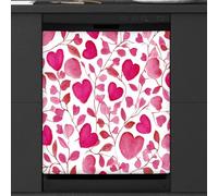 Calcomanía magnética para el día de San Valentín con diseño de ramas de corazón para lavavajillas, decoración de electrodomésticos de cocina, cubierta magnética reutilizable para nevera, 66 x 58 cm