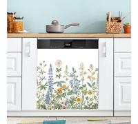 Calcomanía magnética para la parte delantera del frigorífico, diseño vintage de flores silvestres y hierbas silvestres, para lavavajillas, 58 x 66 cm