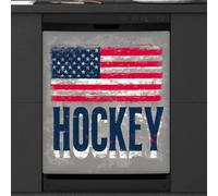 Calcomanía magnética para lavavajillas con bandera americana, diseño de deportes de hockey sobre gris, para decoración de electrodomésticos de cocina, cubierta magnética reutilizable para nevera, 66 x