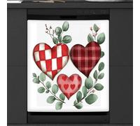 Calcomanía magnética para lavavajillas con diseño de hojas de eucalipto de San Valentín para decoración de electrodomésticos de cocina, cubierta magnética reutilizable para nevera, 66 x 58 cm