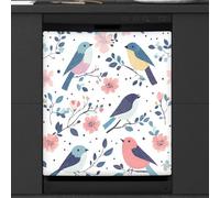 Calcomanía magnética para lavavajillas con diseño de ramas florales de primavera para decoración de electrodomésticos de cocina, cubierta magnética reutilizable para refrigerador, 66 x 58 cm