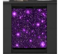 Calcomanía magnética para lavavajillas con estrellas brillantes moradas para decoración de electrodomésticos de cocina, cubierta magnética reutilizable para nevera, 66 x 58 cm