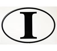Calcomanía ovalada "I" B/W - Pegatina para parachoques de coche con la bandera de Italia, colección de productos italianos del orgullo en PSILoveItaly FBA (3.5 x 5 pulgadas)