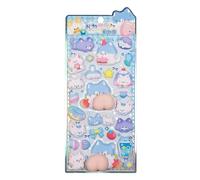 Calcomanía para álbum de recortes, calcomanías táctiles 3D con temática de dibujos animados | Pegatinas de esponja esculpidas con bonitos diseños de conejo y gato para decorar diarios, libros de