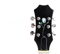 Calcomanía para cabezal de guitarra, calcomanía de cuello para guitarra acústica eléctrica, bajo ukelele, incrustaciones de PVC extraíble, rosa roja (rosa)