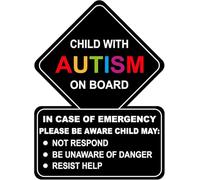 Calcomanía para coche con autismo a bordo, 17,78 x 12,7 cm, conciencia sobre el autismo, neurodivergente, para ventana de coche, furgoneta, color negro