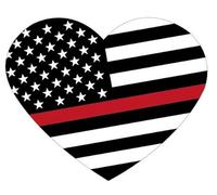 Calcomanía para coche con diseño de bandera americana con diseño de figura de fuego, con diseño de corazón y texto en inglés "Fin Red Line Fire Figther", táctico, militar, divertido, bordado, 4 x 4.9 pulgadas (alto x ancho), para coches, camiones, furgonetas, paredes, ventanas, motocicletas, motocicletas, laptops, puertas, cascos, equipajes, vasos, regalo