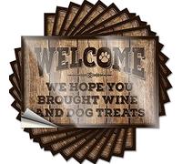 Calcomanía para decoración de campamento costero, impermeable, con texto en inglés "We Hope You Brought Wine and Dog Treats", calcomanía autoadhesiva para un uso cómodo (12 x 18 cm)