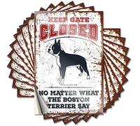 Calcomanía para herramientas con texto en inglés "Keep Gate Closed No Matter What The Boston Terrier Say Funny Sticker 10 Pcs Tool Box Stickers (12 x 18 cm)
