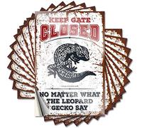 Calcomanía para herramientas con texto en inglés "Keep Gate Closed No Matter What The Leopard Gecko Say Funny Sticker 10 Pcs Car Stickers and Decals Funny Car Stickers (6 x 9 cm)