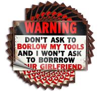 Calcomanía para parachoques con texto en inglés "Don't Ask to Borlow My Tools", 10 unidades, divertido letrero de cueva de hombre (6 x 9 cm)