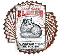 Calcomanía para parachoques con texto en inglés "Keep Gate Closed No Matter What The Fox Say Funny Sticker 10 Pcs Bar Accessories Man Cave Funny Sticker" (8 x 12 cm)