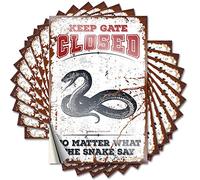 Calcomanía para parachoques con texto en inglés "Keep Gate Closed No Matter What The Snake Say Funny Sticker 10 Pcs Bar Accessories Man Cave Funny Sticker" (8 x 12 cm)