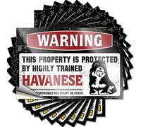 Calcomanía para parachoques con texto en inglés "Warning This Property is Protected By A Highly Trained Havanese Funny Sticker 10 Pcs Funny Stickers for Adult Big Sticker for Car (8 x 12 cm)