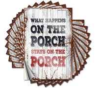 Calcomanía para parachoques con texto en inglés "What Happens On The Porch Stays On The Funny", 10 unidades, accesorios de bar, calcomanías divertidas para cueva de hombre (8 x 12 cm)