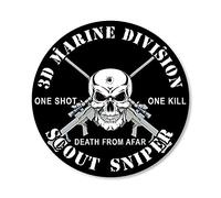 Calcomanía redonda negra 3D Marine Scout Sniper One Shot One Kill (USMC Vinyl Decal US (3 pulgadas) con licencia oficial del Cuerpo de Marines de los Estados Unidos
