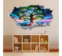 Calcomanía rota 3D Resumen Del Árbol De La Vida Adhesivo para despegar y pegar, Tatuaje de pared Dormitorio Guardería Habitación Decoración Mural Decoración para el hogar 70x122cm