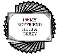 Calcomanía vintage para decoración de baño de vinilo duradero con texto en inglés "I Love My Boyfriend He is A Crazy Window for Hunting Use" (8 x 12 cm)