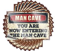 Calcomanía y precaución: «You are Now Entering The Man Cave - Decoración de vinilo adhesivo para decoración de puerta de dormitorio, divertidas calcomanías y calcomanías para coche (20 x 30 cm, 1