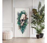 Calcomanías 3D de calavera de cómic para puerta, póster de hojas de palma de Monstera, calcomanías impermeables extraíbles de PVC, calcomanías de dibujos animados para puerta, calcomanías adhesivas