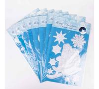 Calcomanías 3D de Navidad para ventana, blanco nevado y plateado, 8 hojas surtidas de decoración de ventana de Navidad, calcomanías reutilizables de copos de nieve de vidrio, escena navideña