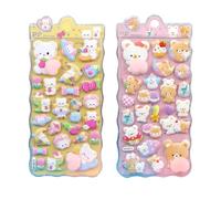 Calcomanías 3D - Decoración estética de animales para proyectos creativos | 2 hojas de calcomanías ideales para fundas de teléfono, cuadernos, álbumes de recortes, diarios, portátiles, manualidades