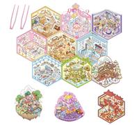 Calcomanías 3D Estéticas para Scrapbooking, Pegatinas Decorativas de Diario con Material Ecológico Impermeable, Kit para Manualidades con Diseños12Pegatinas