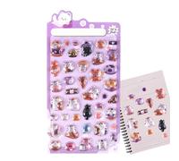 Calcomanías 3D para niños, calcomanías estéticas de conejo, pájaros, calcomanías de oso, para diario, manualidades, botella de agua, planificador, cuaderno, diario, computadora portátil