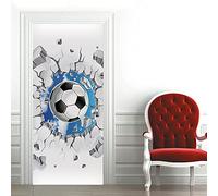 Calcomanías 3D para puerta, murales de pared autoadhesivos, vinilo impermeable, 77 x 200 cm, verde y blanco, decoración deportiva, fútbol