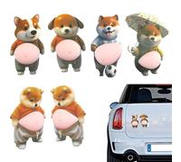 Calcomanías 3D Shiba Inu para el vientre de perro, 6 unidades, lindas calcomanías de silicona suave anticolisión para calcomanías de coche, cuaderno de computadora, decoración de carcasa de teléfono