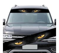 Calcomanías adhesivas para parabrisas de automóvil 3D delantero y trasero con protección solar y diseño transparente, no daña la pintura del coche (ojos amarillos)