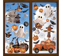 Calcomanías adhesivas para ventanas de Halloween, decoraciones con calabazas, fantasmas y murciélagos para Halloween, otoño, decoración para el hogar y el aula