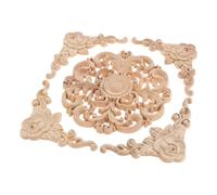 Calcomanías Apliques de madera Onlays, 5 piezas, esquina decorativa redonda rosa for puerta cama, armario, chimenea, tocador, calcomanías DIY for pared para tallar madera