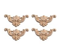 Calcomanías Apliques de madera tallados, calcomanía un solo lado tallado, 4 Uds., accesorios repuesto sin pintar para tallar madera(4x4cm)