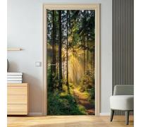 Calcomanías autoadhesivas para puerta rústicas, 3D para despegar y pegar, camino de árboles de selva, luz solar, impermeable, murales de vinilo para pared, mural extraíble para decoración del hogar