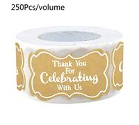 Calcomanías con texto en inglés "Thank You for Celebrating with Us", 500 unidades/rollo para pequeñas empresas para expresar bendición, dar gracias por la empresa, etiquetas adhesivas impermeables