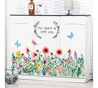 Calcomanías creativas de pared florales, calcomanías de flores y mariposas en acuarela con cita de mi corazón está contigo, arte de pared autoadhesivo de PVC para cocina, sala de estar, dormitorio