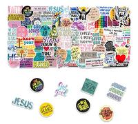 Calcomanías Cristianas de Jesús - 100 Pegatinas de Vinilo Impermeables para Portátiles, Maletas, Monopatines, Refrigeradores y Botellas de Agua