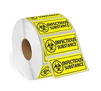 Calcomanías de advertencia de sustancias infecciosas de precaución para bolsas de muestras de riesgo biológico, 5 x 2,5 cm, 500 unidades por paquete