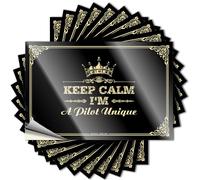 Calcomanías de afirmación para decoración de caravana para interior de agua, Keep Calm I'm A Pilot Unique - Calcomanías sin residuos para estudiantes (12 x 18 cm)