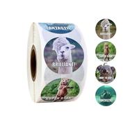 Calcomanías de animales - papel, rollo de calcomanías de afirmación de 2,5 cm, 500 etiquetas de recompensa de dibujos animados, calcomanías motivacionales y de recompensa para el aula, calcomanías de