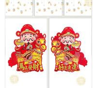 Calcomanías de Año Nuevo, calcomanías decorativas de diseño de Dios de la riqueza, diseño de Dios de la riqueza, festival de primavera, puerta, ventana, para decoración de ventanas de Año Nuevo Lunar