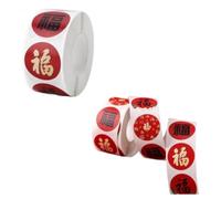 Calcomanías de Año Nuevo Lunar - 500 calcomanías de sellado de sobres de personajes Fu | Rollo de calcomanías de Año Nuevo chino, calcomanía de vacaciones 2026 para sobres, tarjetas, marcado