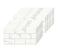 Calcomanías de azulejos de ladrillo blanco para baño, cocina, impermeables, de vinilo, autoadhesivas, calcomanías de azulejos para sala de estar, 30x15 cm (12 hojas)