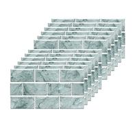 Calcomanías de azulejos de ladrillo verde para baño, cocina, impermeables, de vinilo, autoadhesivas, calcomanías de azulejos para sala de estar, 30x15 cm (12 hojas)