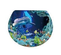 Calcomanías de baño - Cubierta de inodoro de mar de 35 cm con diseño de despegar y pegar, adhesivo de PVC para tapa de inodoro | calcomanía decorativa lavable | Cubierta impermeable para WC espejo