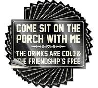 Calcomanías de broma Come Sit On The Porch with Me The Drinks are Cold and The Friendship is Free Funny Sticker 10 Pcs Car Stickers for Men Funny Car Stickers (12 x 18 cm)