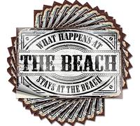 Calcomanías de broma con texto en inglés "What Happens at The Beach Stays at The Funny 10 Pcs Tool Decal Bar Funny (12 x 18 cm)